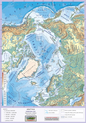 Mapa Fizyczna Świata - hipsometryczna - wersja pełna polecana - Arktyka