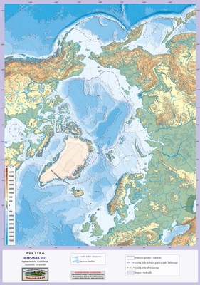 Mapa Fizyczna Świata - ćwiczebna, konturowa - hipsometria - Arktyka