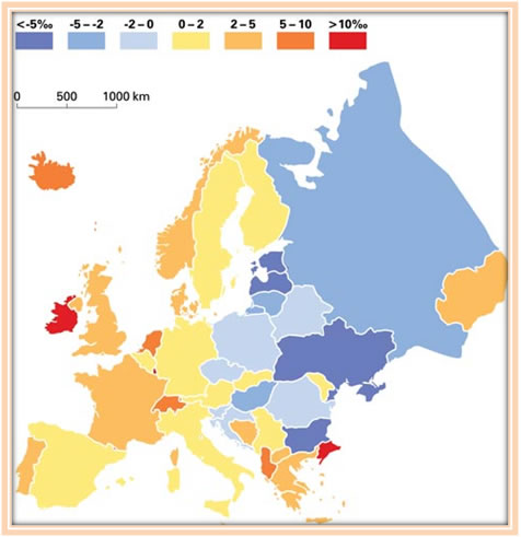 Przyrost rzeczywisty dla Europy w 2004 roku