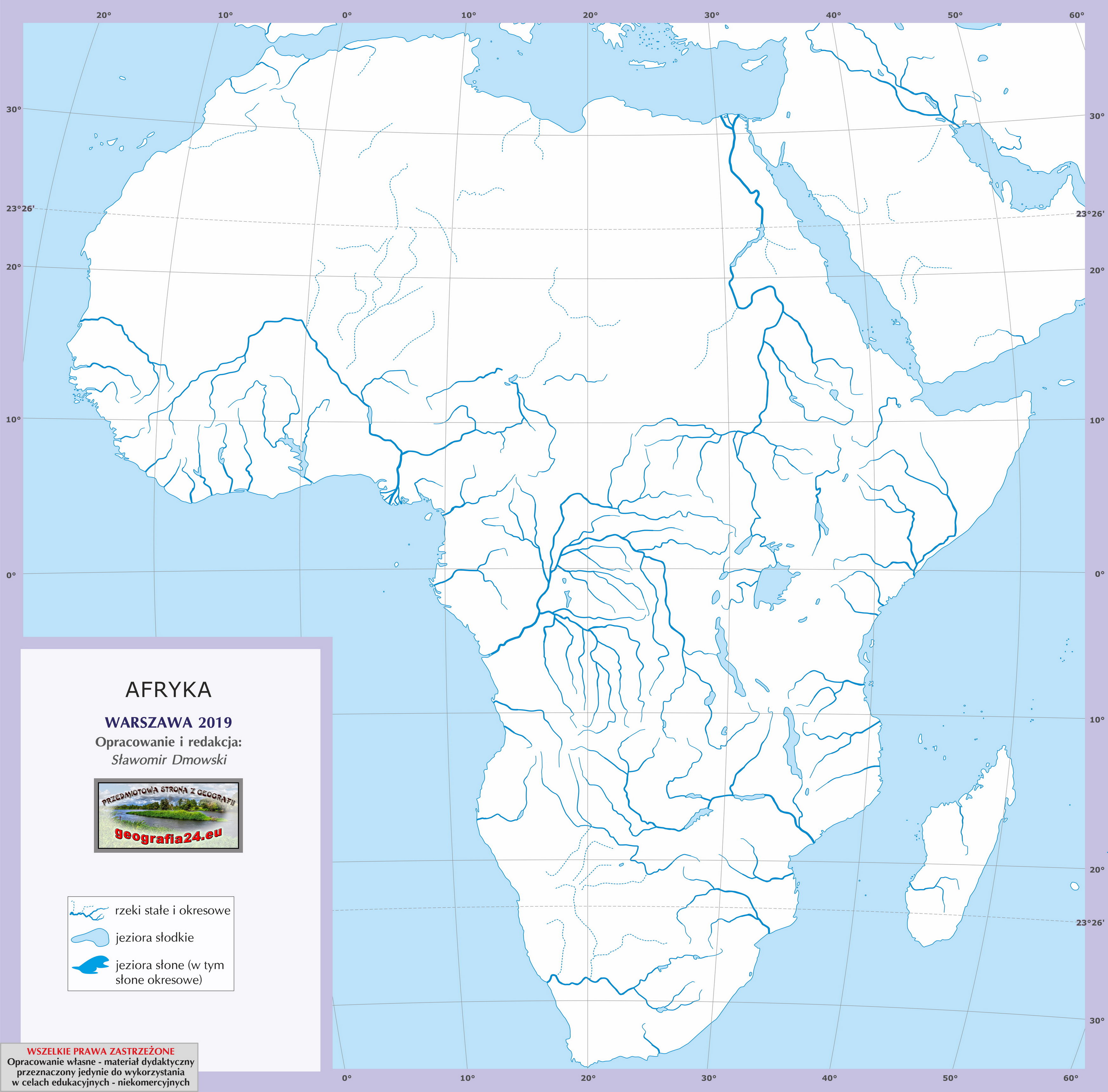 afryka mapa konturowa z rzekami Przedmiotowa Strona z Geografii